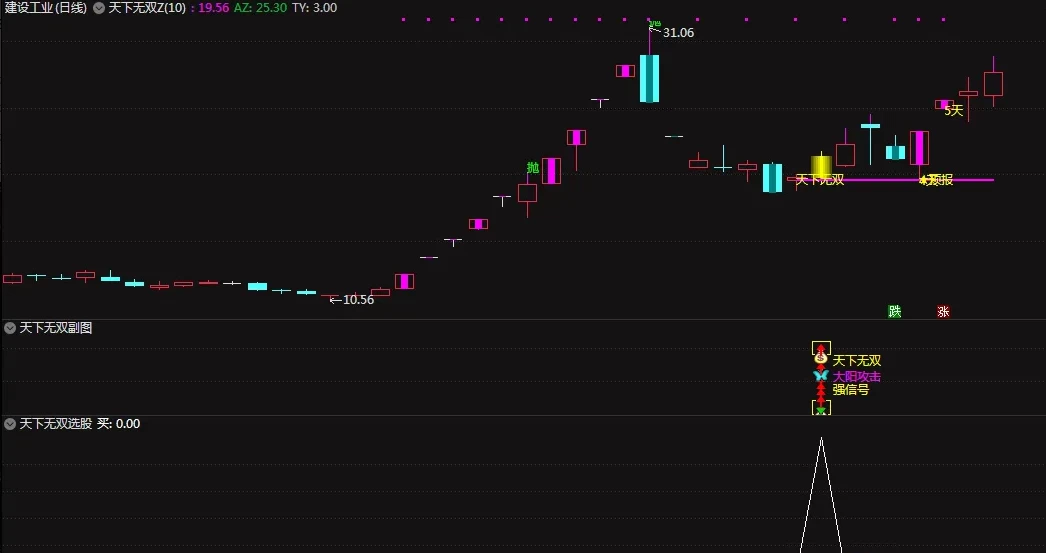 通达信【天下无双】套装指标 大阳攻击强信号 可以抓大牛 主副图/选股插图5