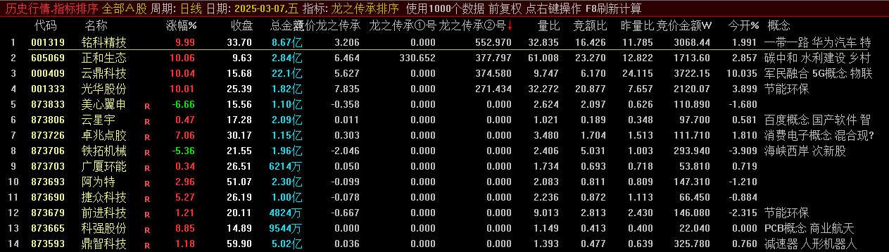 通达信【龙之传承排序】竞价排序工具 竞价策略首选插图2