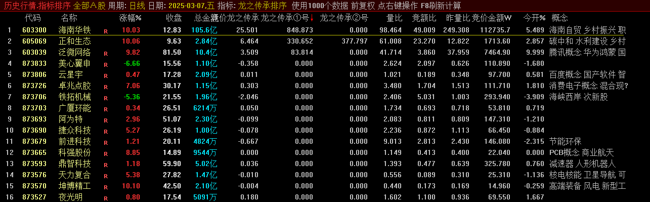 通达信【龙之传承排序】竞价排序工具 竞价策略首选插图