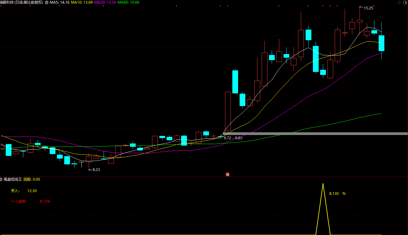 【尾盘短线王】高成功率；高收益率；今买明卖指标插图3